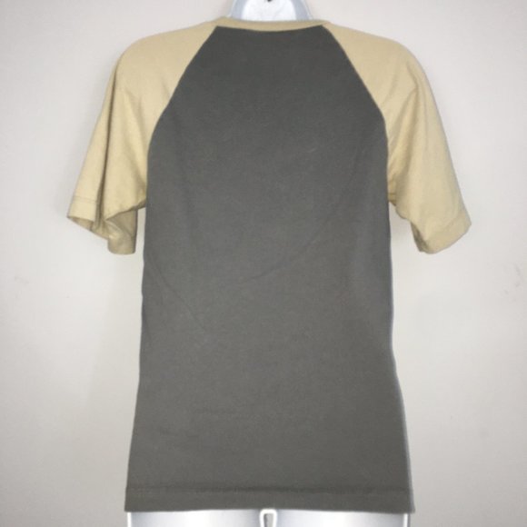 Nordstrom Rack Women S Tan Gray Raglan Short Sleeve 100% Cotton Pullover T-Shirt - Picture 5 of 7